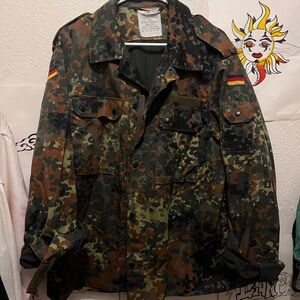 Military-Style Camo Men's Field Jacket - Green/Brown/Black